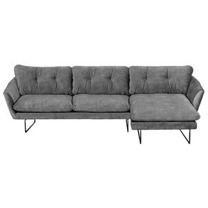 Bo Lundgren Loungebank Kuddar chaise longue rechts | velours Adore grijs 180 | 2,71 x 1,60 mtr breed