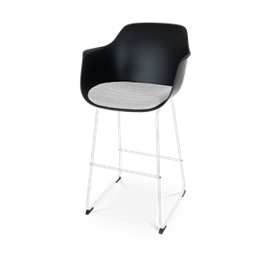 Nolon Nino-Liz barkruk zwart en lichtgrijs zitkussen - wit onderstel - 75 cm
