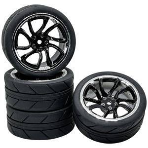 Reely 1:10 Straßenmodell, Sportwagen Kompletträder Speed TR Chrom-Schwarz, Silber 4St.