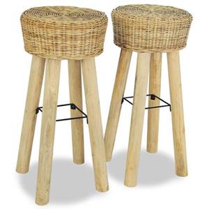 VIDAXL Barhocker 2 Stk. Natur Rattan