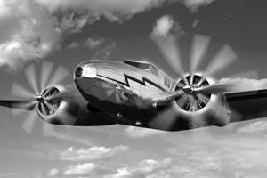 Papermoon Fototapete Flugzeug Schwarz & Weiß, Vliestapete, hochwertiger Digitaldruck, inklusive Kleister