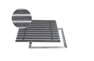 ACO Severin Ahlmann GmbH & Co. KG Fußmatte ACO Eingangsmatte 60x40cm Rips hellgrau mit ALU Rahmen Fußmatte Türmatte Abstreifer Schuhabstreifer, , rechteckig, Höhe: 26 mm, geeignet