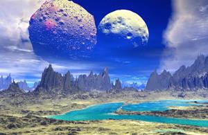 Papermoon Fototapete PLANETEN-FUTURISTISCH WELTRAUM MOND GALAXIE UNIVERSUM, Vliestapete, hochwertiger Digitaldruck, inklusive Kleister