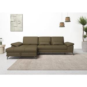 Places of Style Hoekbank Costello L-vorm, met zitdiepteverstelling, armleuningverstelling en incl. zitdiepteverstelling en armleuningfunctie, incl. 3 lendenkussens