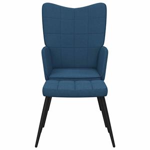vidaXL Relaxstoel met voetenbank stof blauw