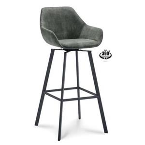 Leen Bakker Barkruk Riyo - velvet - donkergroen - 80 cm - 2 stuks
