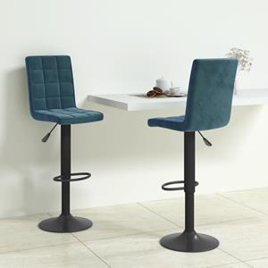 VIDAXL Barhocker 2 Stk. Blau Samt