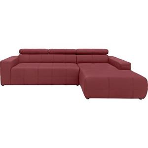DOMO collection Hoekbank Brandon grote uitvoering B/D/H: 289/177/80 cm, ook in leer en cord met hoofdsteunverstelling, optionele zitdiepteverstelling, l-vormig
