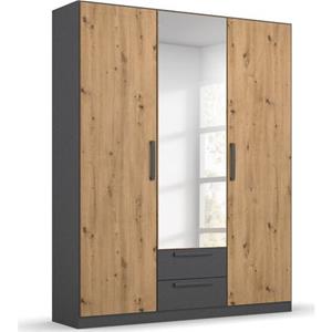 rauch Drehtürenschrank StyleUp Typ Dark & Wood mit trendigen farblich abgesetzten Griffen