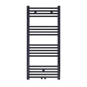 Boss & wessing Designradiator  Nile Gobi 120x50cm Geborsteld Mat Zwart midden-onderaansluiting