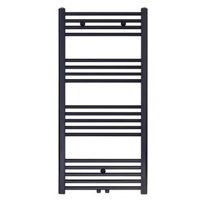 Boss & wessing Designradiator  Nile Gobi 120x60cm Geborsteld Mat Zwart Midden-Onderaansluiting