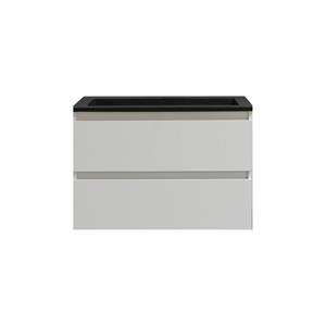 Boss & wessing Badkamermeubel  Pepper Acryl Wastafel Mat Zwart Zonder Kraangat 80x55x46 cm Wit