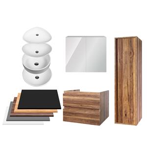 Boss & Wessing Badkamermeubelset  Sally 80 cm Twee Soft-Close Lades Met Waskom Eiken