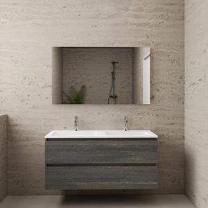 Boss & Wessing Aktie! Badmeubel  Paris 120 cm Mat Wit Wastafel Compleet Frey Oak (2 Kraangaten)