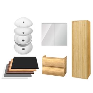 Boss & Wessing Badkamermeubelset  Sally 100 cm Twee Soft-Close Lades Met Waskom Licht Eiken