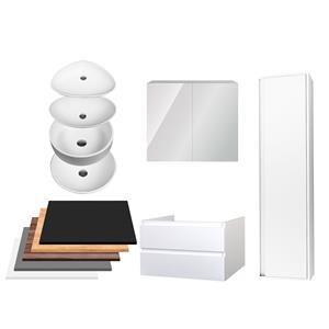 Boss & Wessing Badkamermeubelset  Sally 100 cm Twee Soft-Close Lades Met Waskom Hoogglans Wit