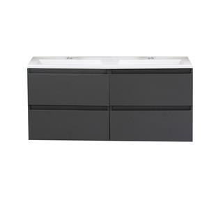 Boss & wessing Badkamermeubel  Pepper Acryl Wastafel Twee Kraangaten 120x55x46 cm Antraciet