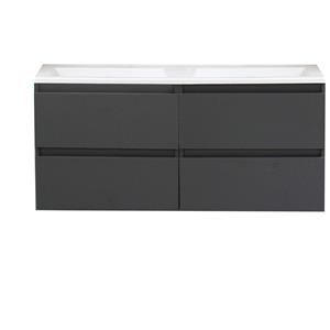 Boss & wessing Badkamermeubel  Pepper Acryl Wastafel Zonder Kraangat 120x55x46 cm Antraciet