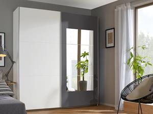 Mobistoxx Kast JASPY 2 schuifdeuren 175 cm wit/metaalgrijs