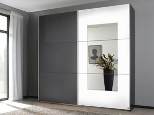 Mobistoxx Kast JASPY 2 schuifdeuren 218 cm metaalgrijs/wit