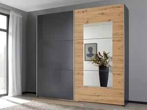 Mobistoxx Kast JASPY 2 schuifdeuren 218 cm metaalgrijs/artisan eik