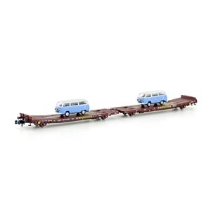 Hobbytrain H23782 N platte wagen TWA 800A laadks met 2x VW T2 Transwaggon