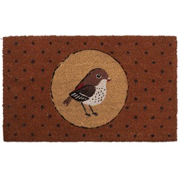 Clayre & Eef Deurmat Vogel 75x45 cm Bruin Kokosvezel Pvc Rechthoek Kokosmat