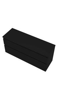 Proline Top wastafelonderkast met 2 laden asymmetrisch en afdekplaat 140 x 46 x 60 cm, mat zwart
