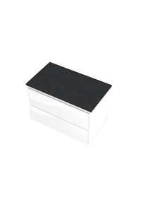 Proline Top wastafelonderkast met 2 laden symmetrisch en afdekplaat hardsteen 80 x 46 x 52 cm, glans wit