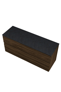 Proline Top wastafelonderkast met 2 laden asymmetrisch en afdekplaat hardsteen 140 x 46 x 60 cm, cabana oak