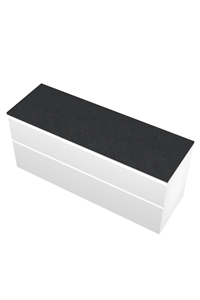 Proline Top wastafelonderkast met 2 laden asymmetrisch en afdekplaat hardsteen 140 x 46 x 60 cm, mat wit