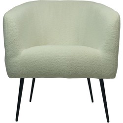 HSM Collection HSM - Fauteuil - 77x68x83 - Wit|zwart - Teddy|bouclÃ©|metaal