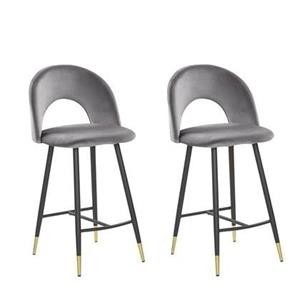 Beliani FALTON Set van 2 barstoelen Grijs