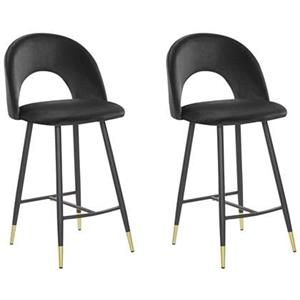 Beliani FALTON Set van 2 barstoelen Zwart