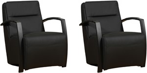 ShopX Leren fauteuil arrival, zwart leer, zwarte stoel