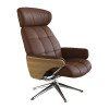 FLEXLUX Relaxfauteuil Relaxchairs Skagen Rug- en hoofdeindeverstelling, voet zwart, armleuning eik, draaibaar