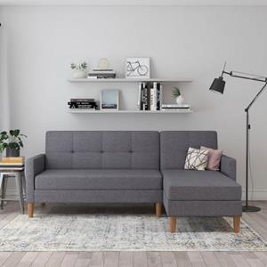 Dorel Home Hoekbank Lilly, L-Form, met bedfunctie, récamier aan beide kanten te monteren, zithoogte 43 cm