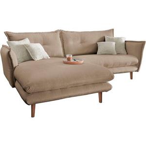 INOSIGN Ecksofa Lazio, mit Zierkissen, Füße naturfarben
