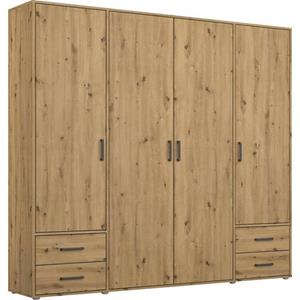 rauch Draaideurkast Kledingkast kast garderobe linnenkast VOYAGER moderne grepen in grijs metallic met buitenlades made in germany