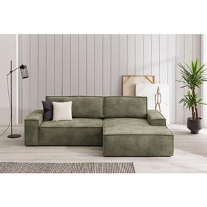 Home affaire Hoekbank SHERWOOD bedbank 267 cm, L-model, Slaapfunctie met bedlade (210x136 cm), cord, vintage, fluweel