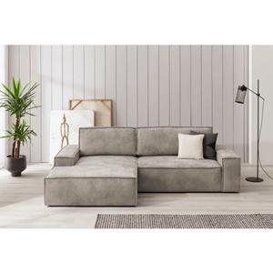 Home affaire Hoekbank SHERWOOD bedbank 267 cm, L-model, Slaapfunctie met bedlade (210x136 cm), cord, vintage, fluweel