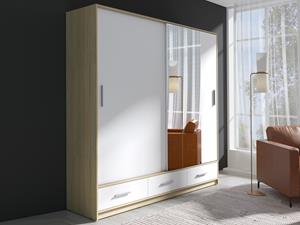 Mobistoxx Kledingkast PORTOBELLO 2 schuifdeuren 180 cm wit/sonoma eik
