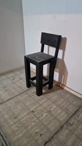 Het Steigerhouthuis OUTLET!  Barkruk Basic Zwart met rugleuning