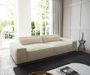 DELIFE Big-Sofa Sirpio, XL Plüschcord Beige 270x130 cm