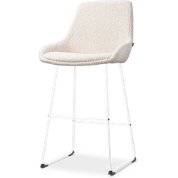 Nolon Nino-Isa barkruk bouclé beige - wit onderstel - 75 cm