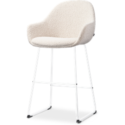 Nolon Nino-Mae barkruk bouclé beige - wit onderstel - 65 cm