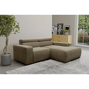 DOMO collection Hoekbank BRANDON Met verstelbare hoofdsteun, ook in leer en cord