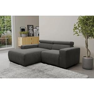 DOMO collection Hoekbank BRANDON Met verstelbare hoofdsteun, ook in leer en cord