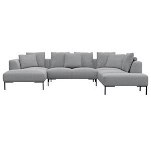 FLEXLUX Ecksofa "Sava", Schwarze Metallfüße, mit losen Rückenkissen, Luxuriöses Sitzkomfort