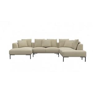FLEXLUX Ecksofa "Sava", Schwarze Metallfüße, mit losen Rückenkissen, Luxuriöses Sitzkomfort